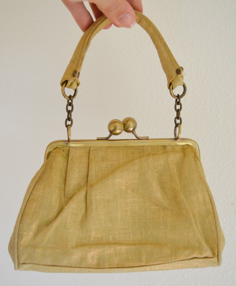 Mini Metallic Linen Top Handle Bag